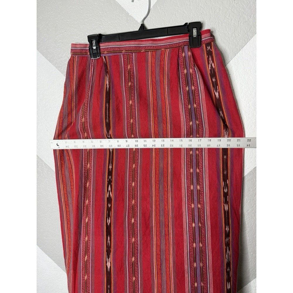 Boske River Ltd Women's Red Native Woven Cotton Skirt Made USA Size M 30" Waist - Picture 12 of 14